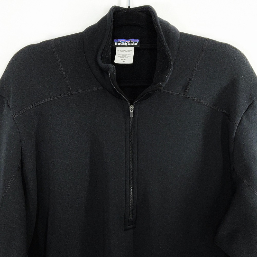 Patagonia Men's XXL Quarter Zip Pullover Fleece Black Stretch Outdoor Hiking